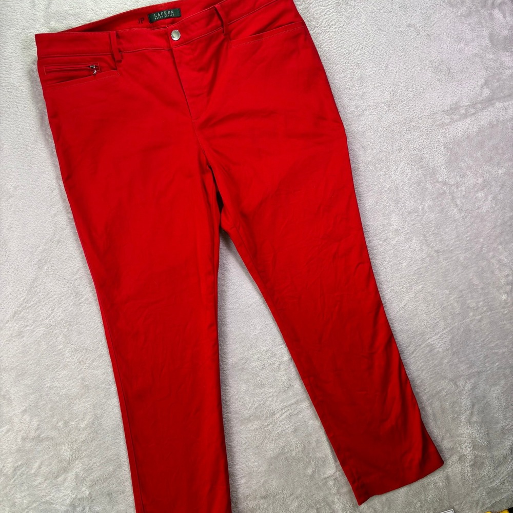 Lauren Ralph Lauren Womens Pants 14 Red Slim Chino Zipper Pocket